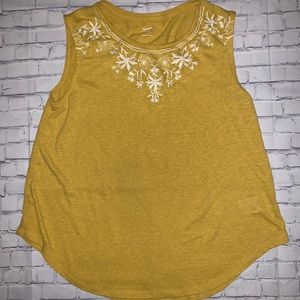 Old Navy Yellow Embroidered Top